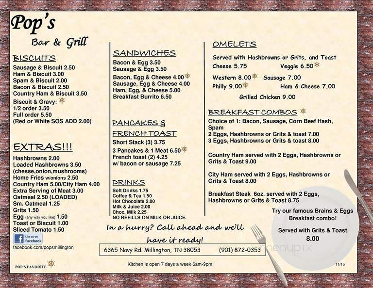 Pops bar and grill deals