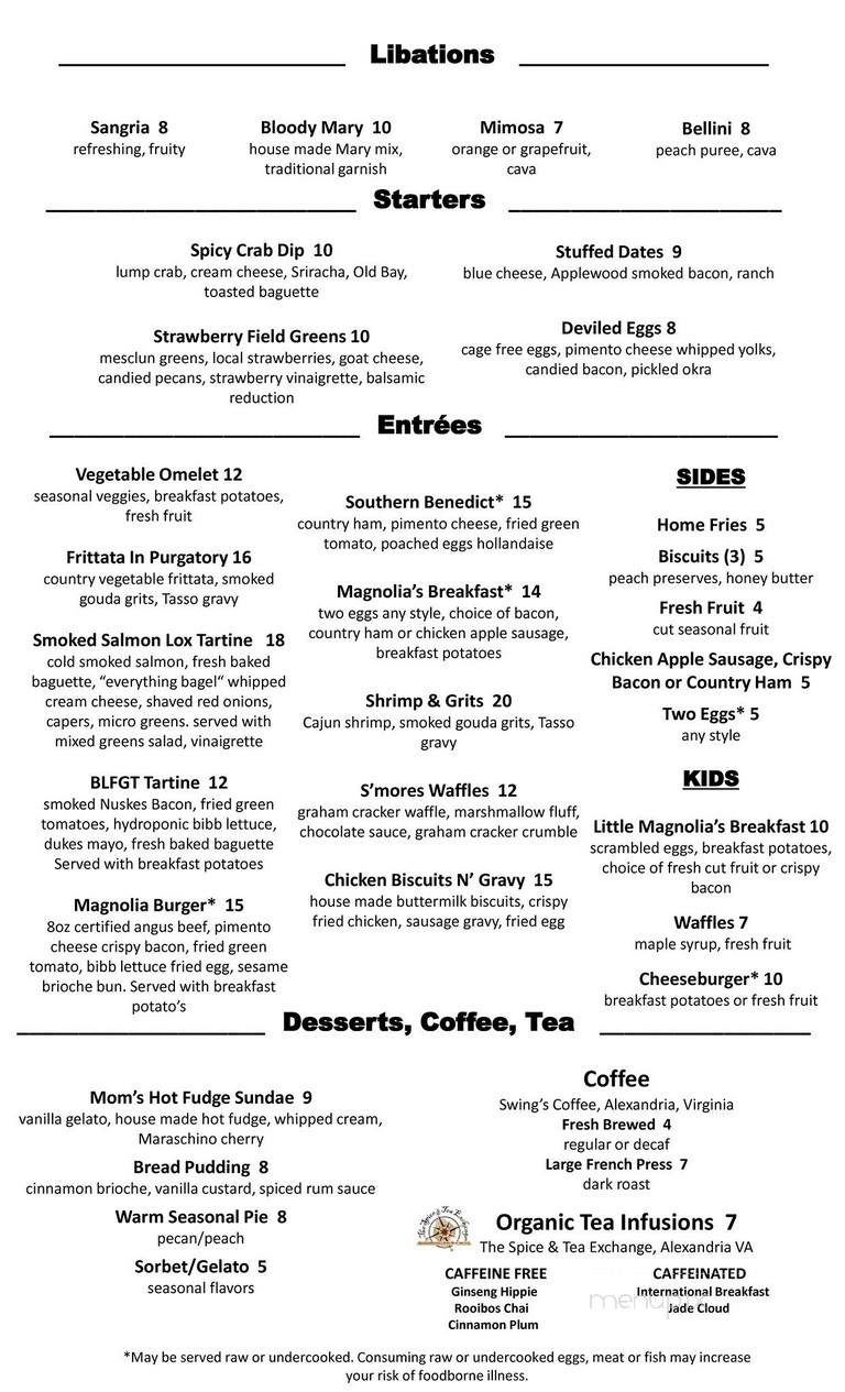 Magnolia's on King - Alexandria, VA menu_pic