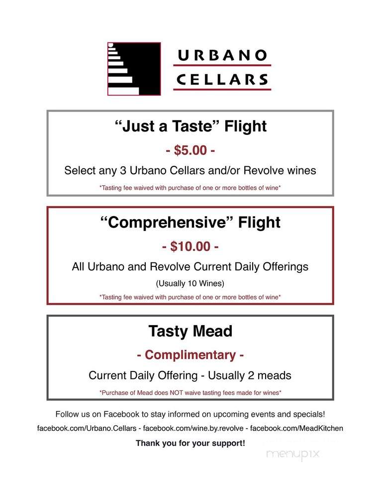 Urbano Cellars - Berkeley, CA menu_pic
