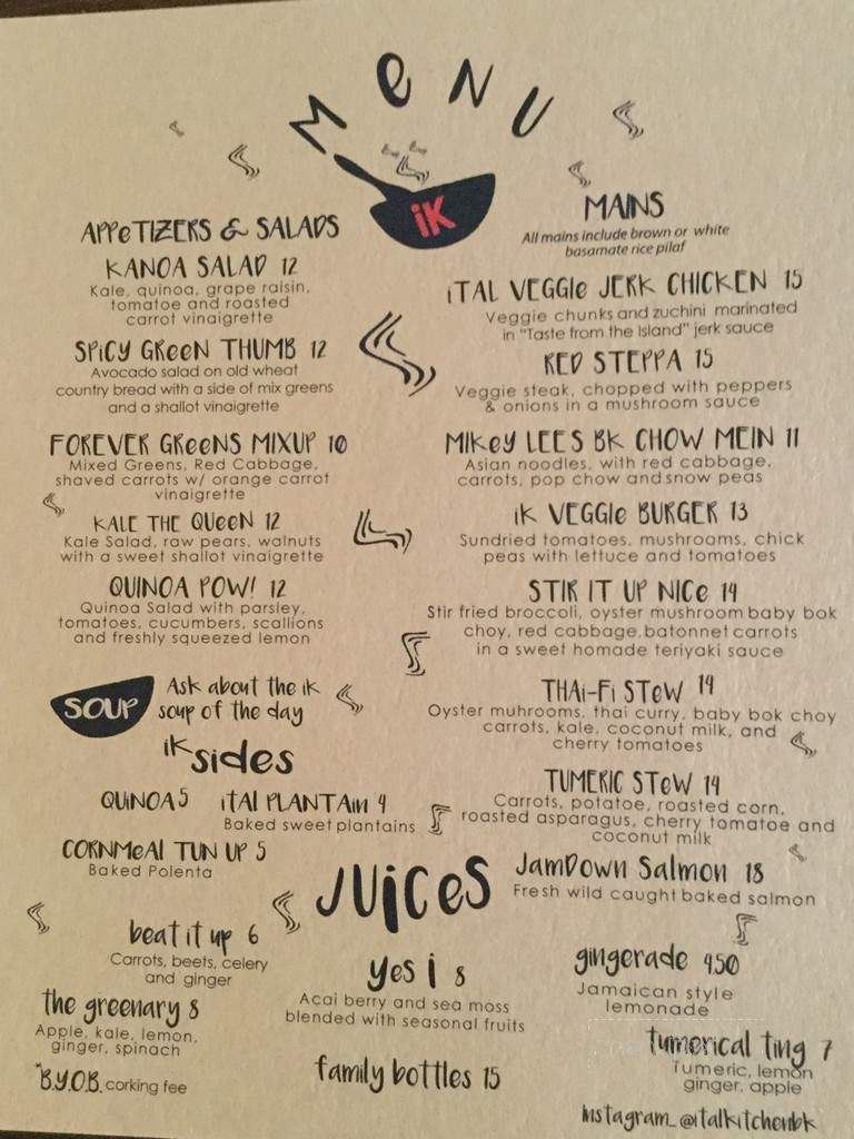 Ital Kitchen - Brooklyn, NY menu_pic