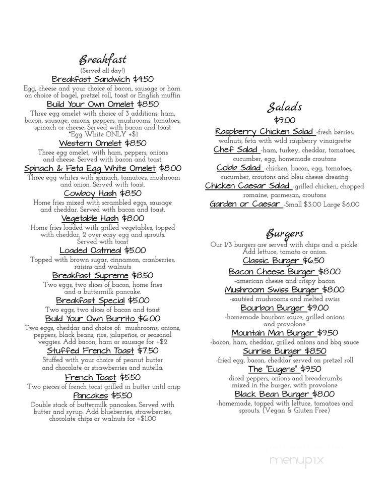 Menu of Wildflower Cafe in Huntingdon, PA 16652