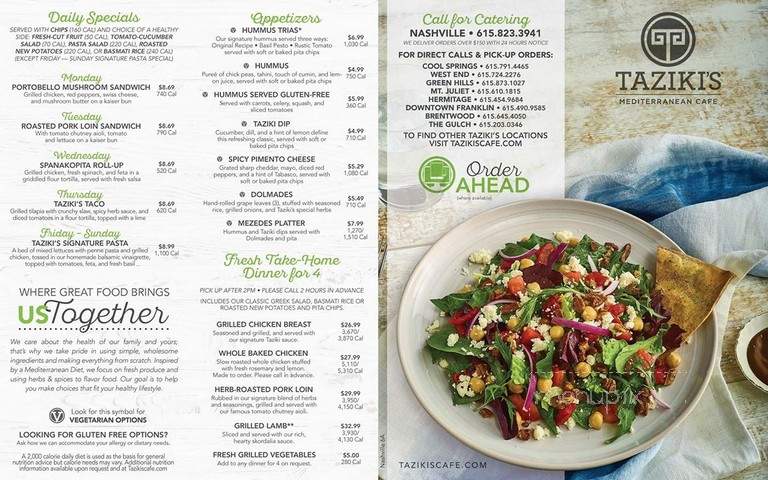 Taziki's Mediterranean Cafe - Franklin, TN menu_pic
