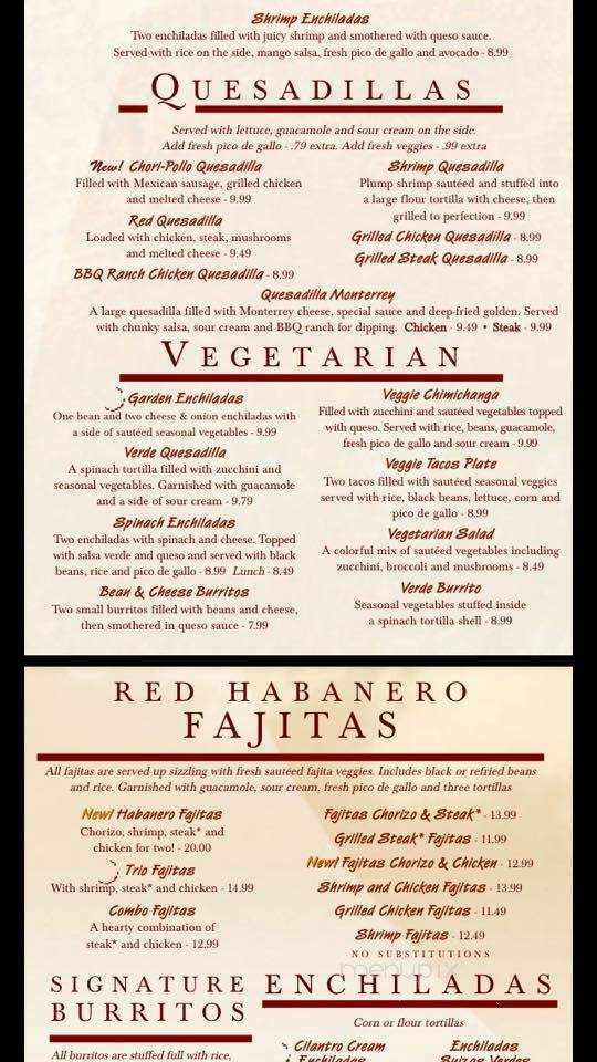 Red Habanero Fresh Mexican Grill - Westfield, IN menu_pic