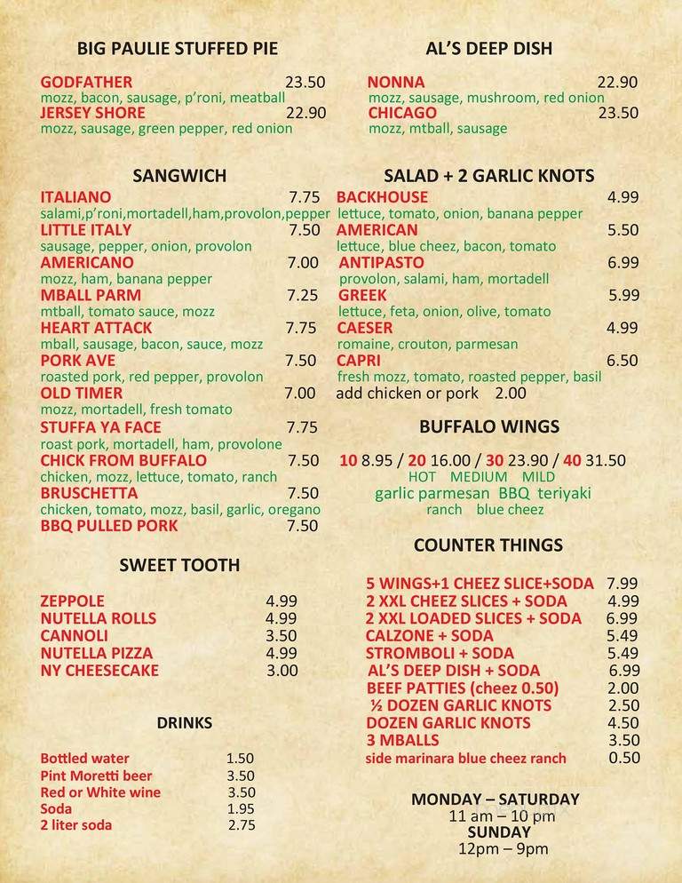 Pizza 1905 - Lake Mary, FL menu_pic