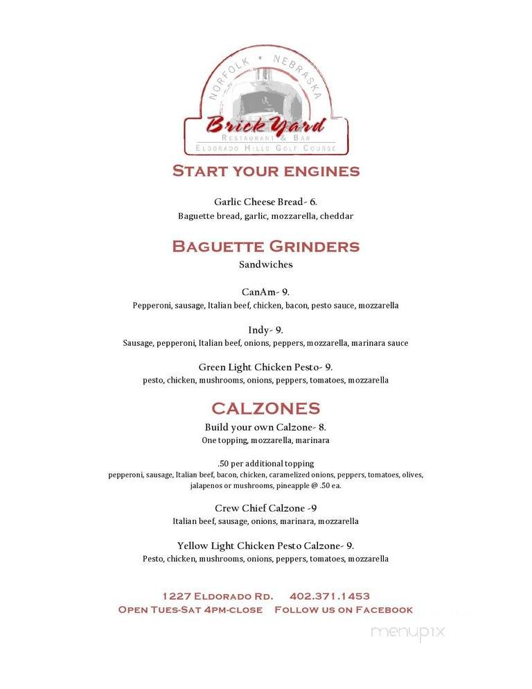 Eldorado Hills Golf Club - Norfolk, NE menu_pic