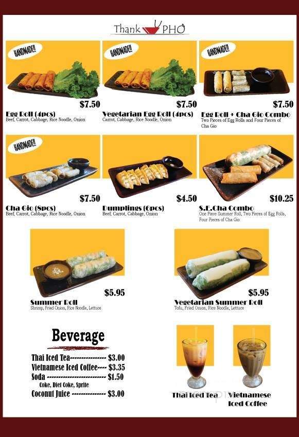 Thank U Pho - Los Angeles, CA menu_pic