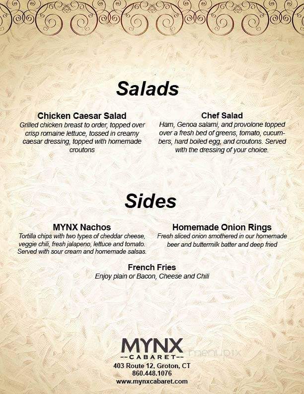 Mynx Cabaret - Hartford, CT menu_pic
