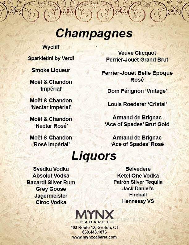 Mynx Cabaret - Hartford, CT menu_pic