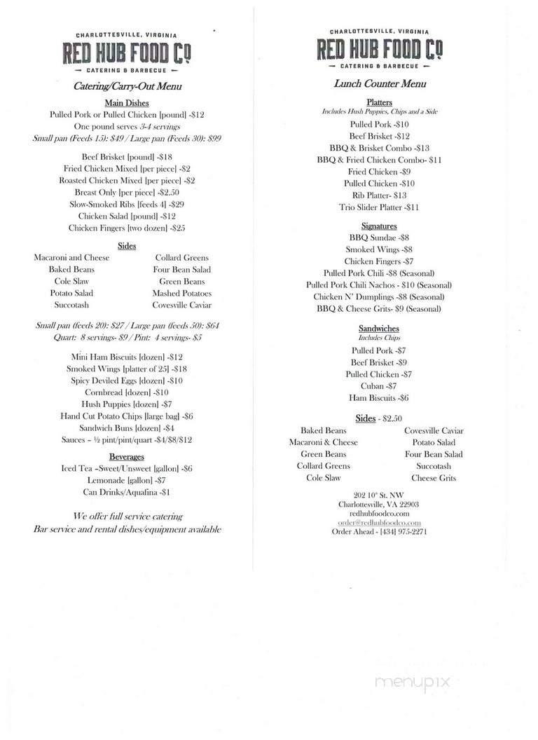 Red Hub Food Co. - Charlottesville, VA menu_pic