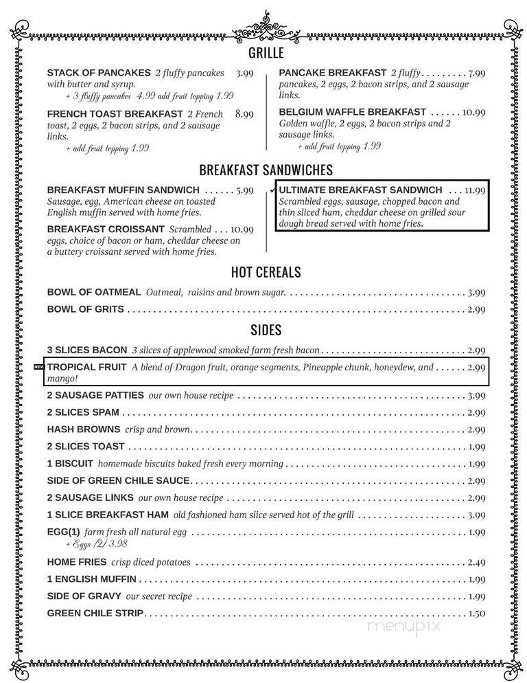Tom & Suzie Diner - Holbrook, AZ menu_pic