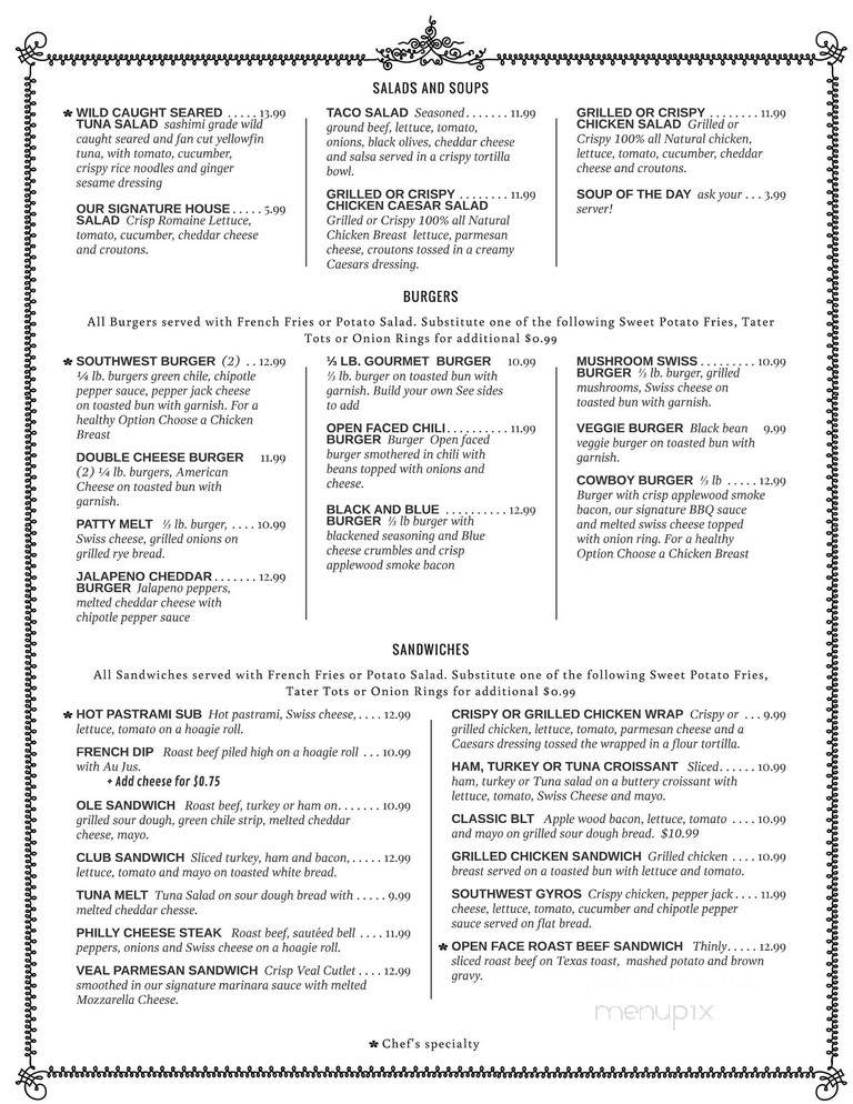 Tom & Suzie Diner - Holbrook, AZ menu_pic