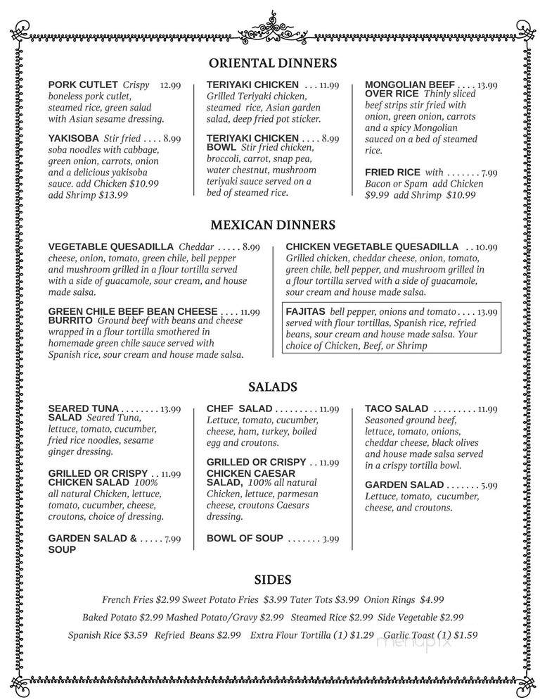 Tom & Suzie Diner - Holbrook, AZ menu_pic