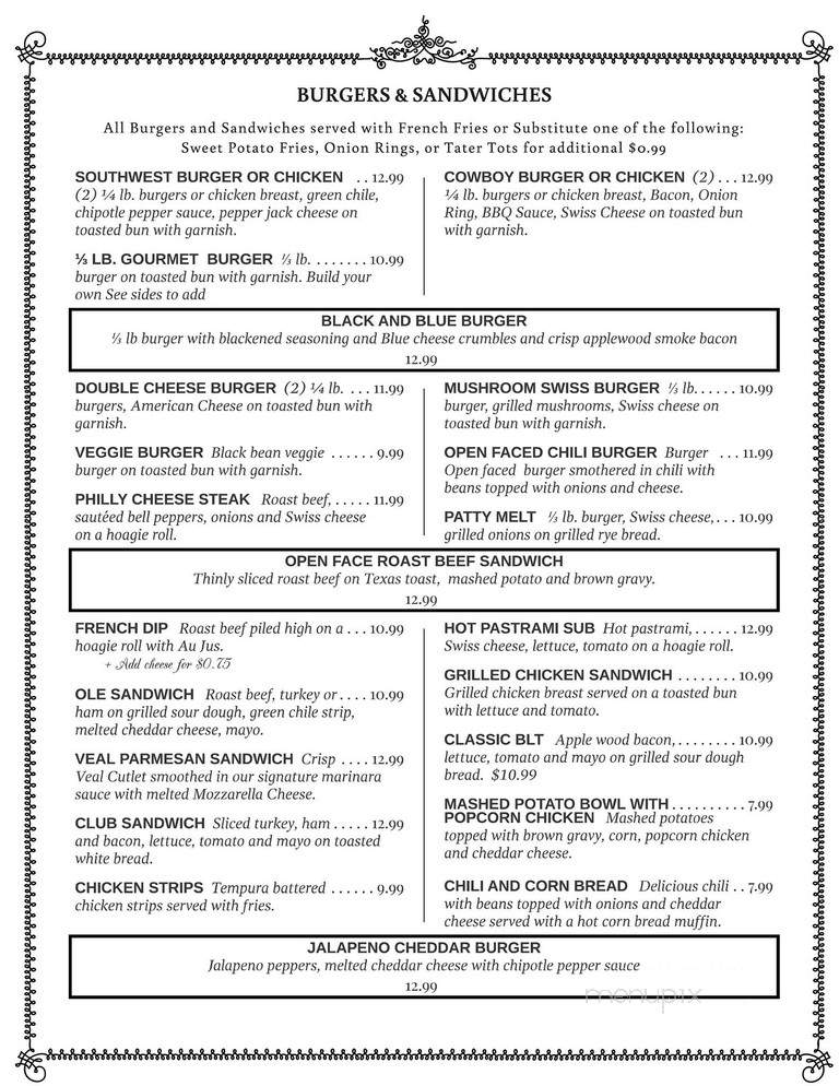 Tom & Suzie Diner - Holbrook, AZ menu_pic