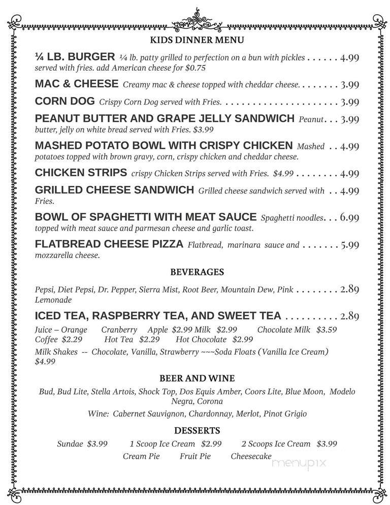 Tom & Suzie Diner - Holbrook, AZ menu_pic