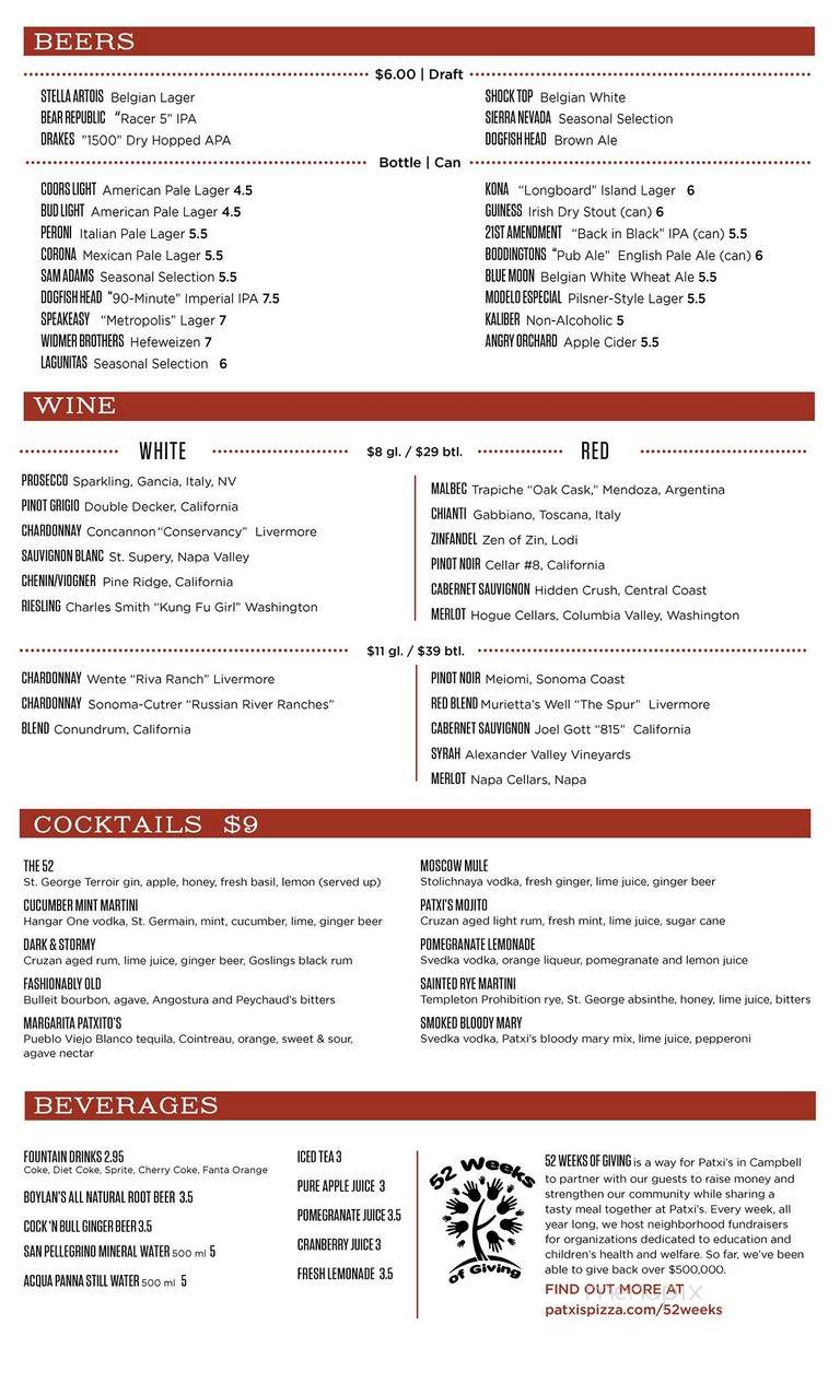 Patxi's Pizza - Campbell, CA menu_pic