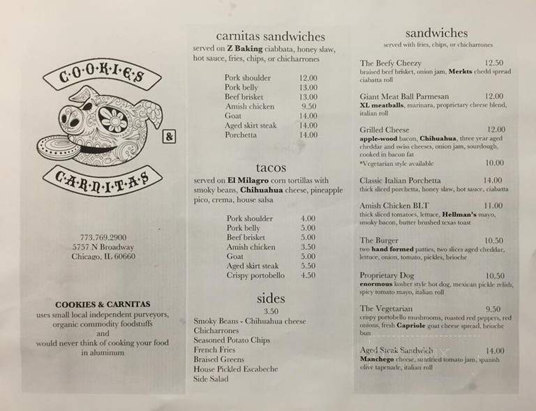Cookies & Carnitas - Chicago, IL menu_pic