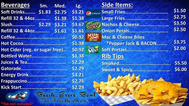 Beech Grove Bowl - Beech Grove, IN menu_pic