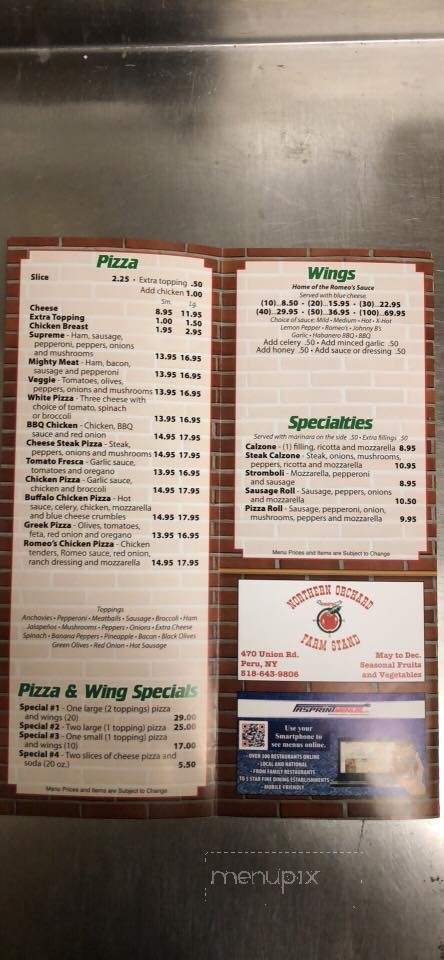 Pasquale's Restaurant - Peru, NY menu_pic