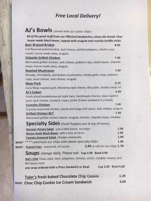 AJ's Press - Tampa, FL menu_pic