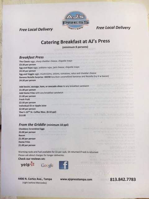 AJ's Press - Tampa, FL menu_pic