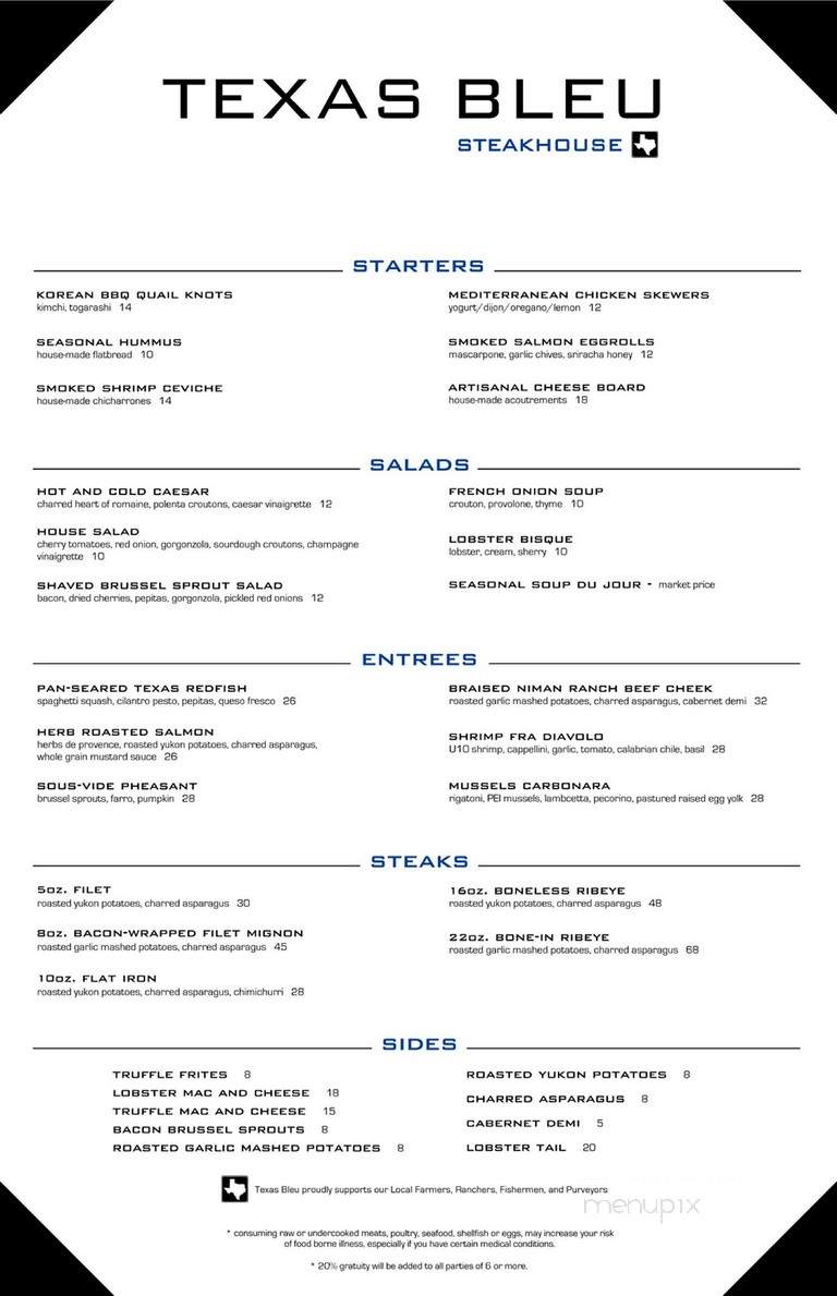 Texas Bleu - Keller, TX menu_pic