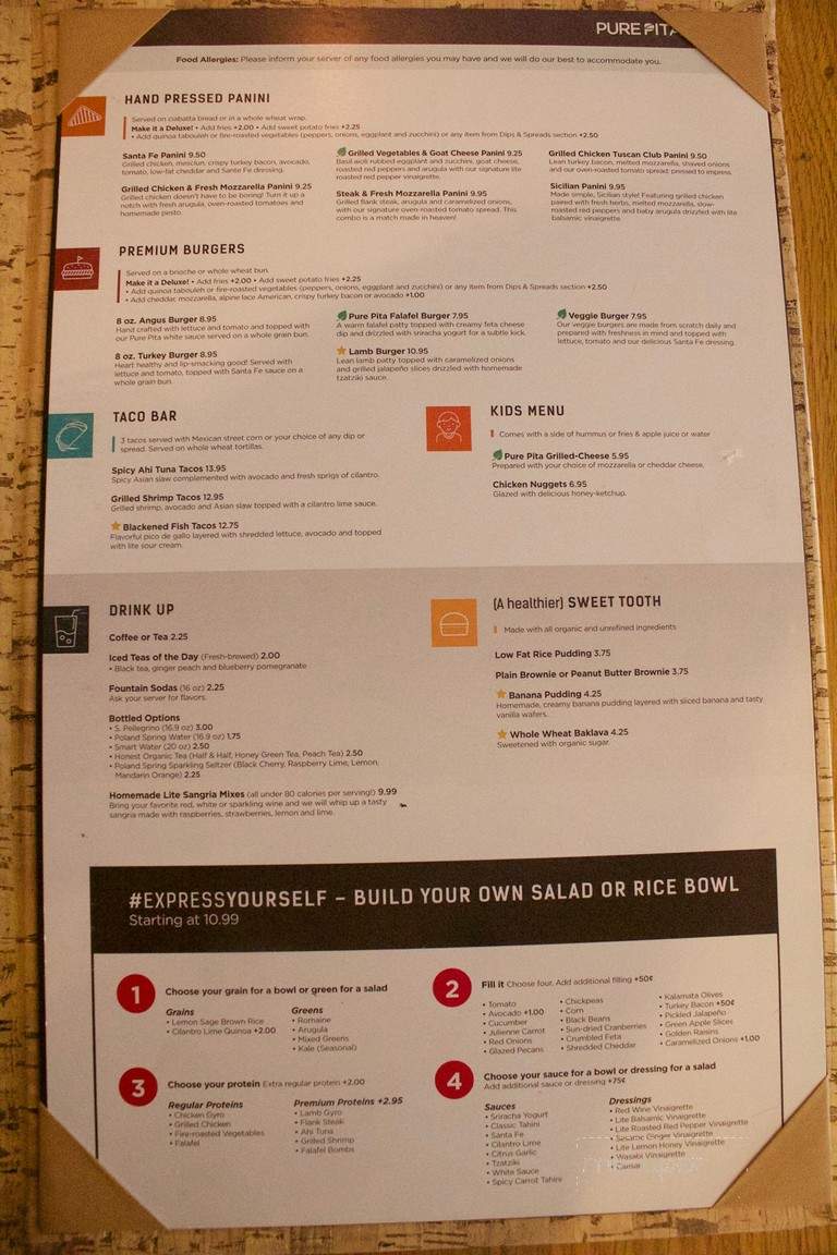 Pure Pita - Hoboken, NJ menu_pic