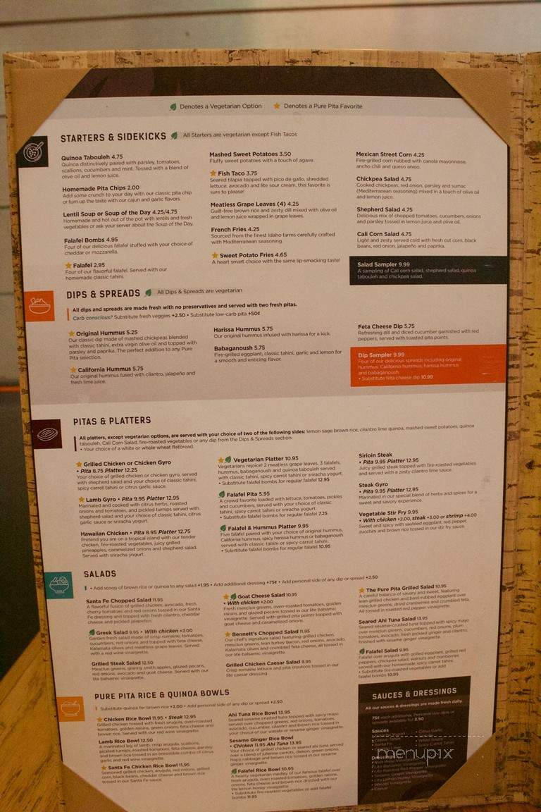 Pure Pita - Hoboken, NJ menu_pic