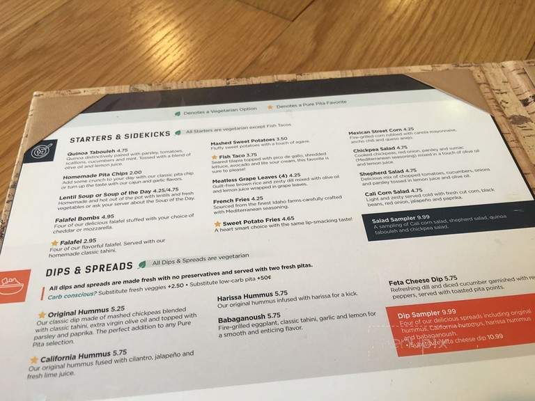Pure Pita - Hoboken, NJ menu_pic
