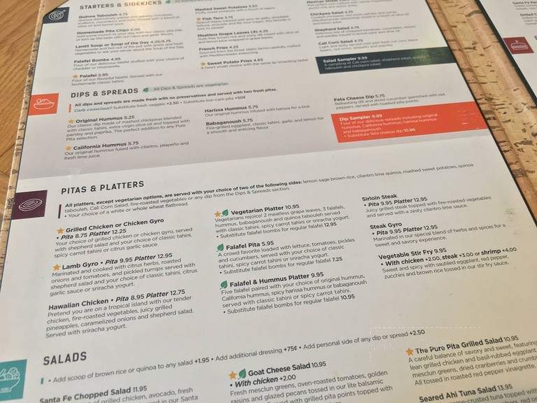 Pure Pita - Hoboken, NJ menu_pic