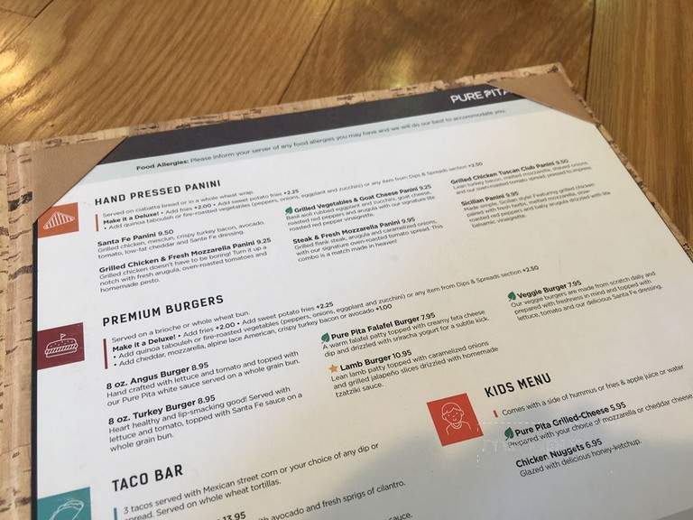 Pure Pita - Hoboken, NJ menu_pic