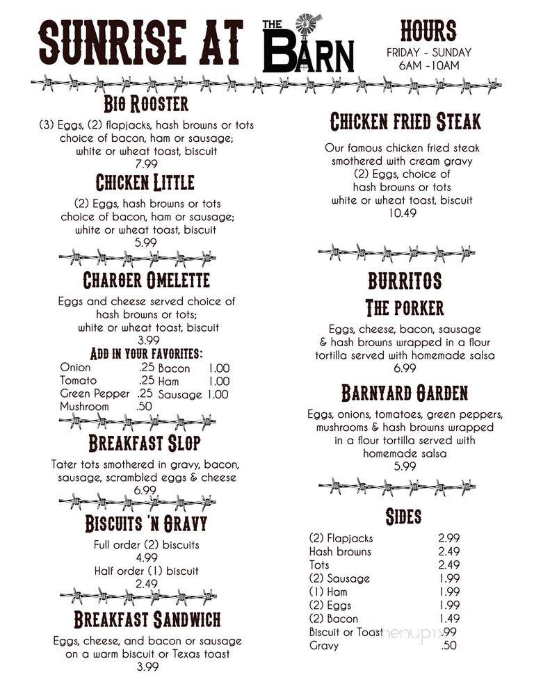 The Barn - Burrton, KS menu_pic