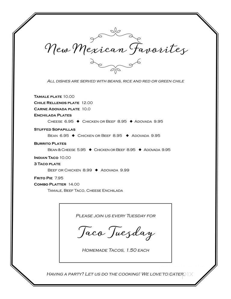 Las Ristras - Corrales, NM menu_pic