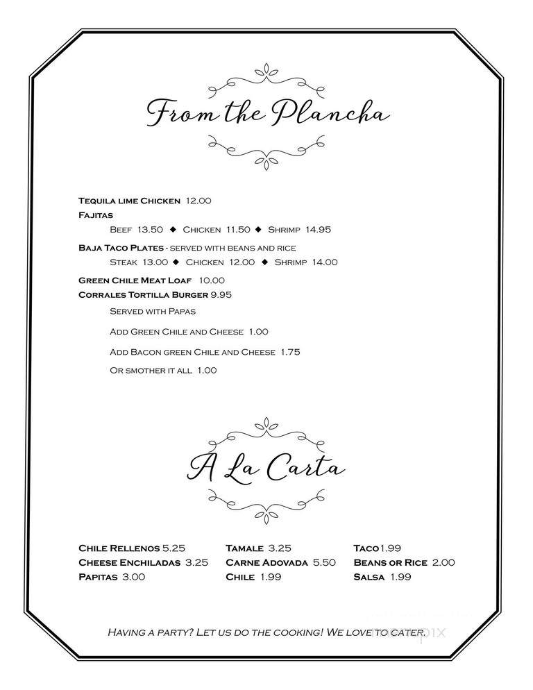 Las Ristras - Corrales, NM menu_pic