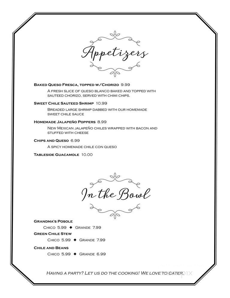 Las Ristras - Corrales, NM menu_pic