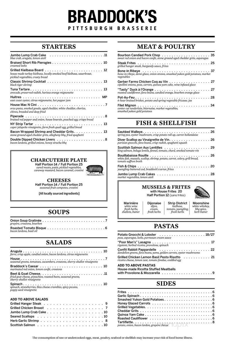 Braddocks - Pittsburgh, PA menu_pic