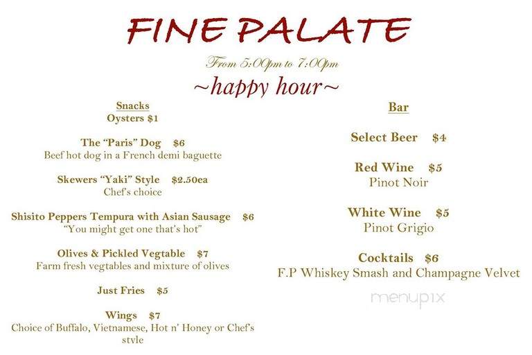 Fine Palate - Philadelphia, PA menu_pic