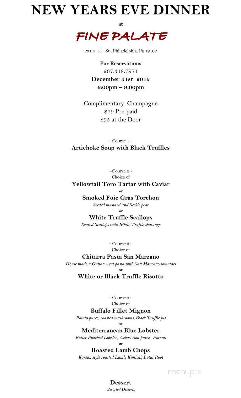 Fine Palate - Philadelphia, PA menu_pic