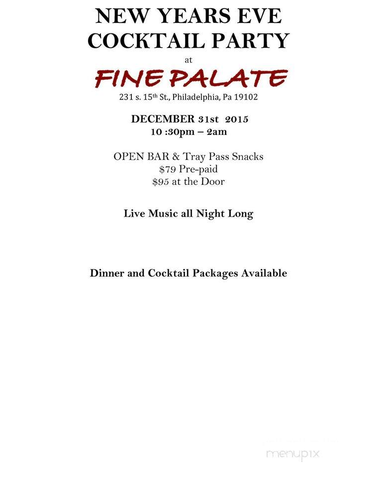 Fine Palate - Philadelphia, PA menu_pic
