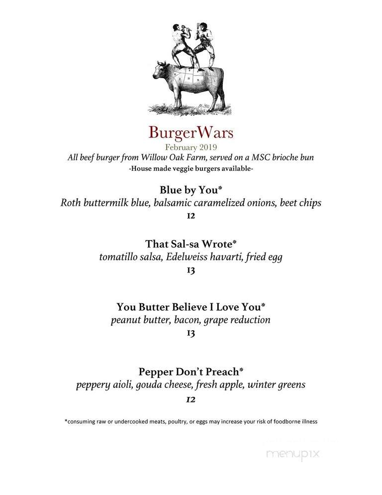 Cow & Quince - New Glarus, WI menu_pic