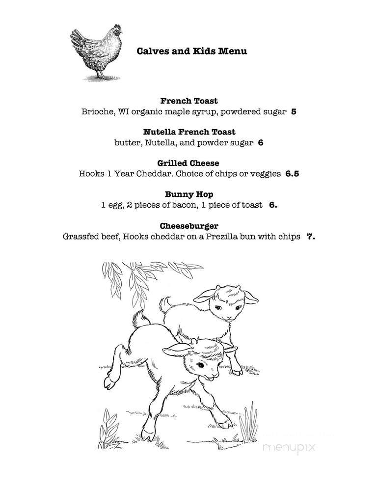 Cow & Quince - New Glarus, WI menu_pic