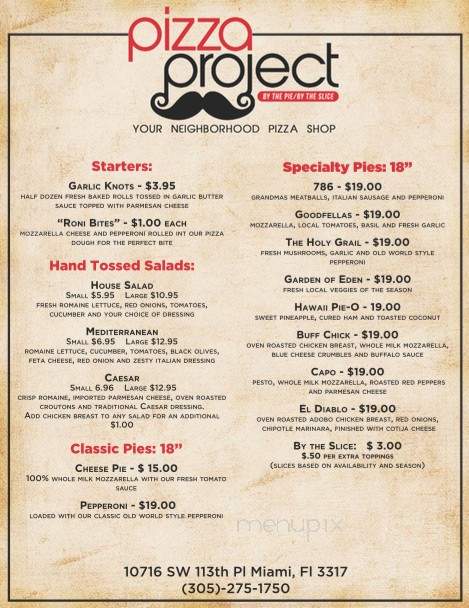 Pizza Project - Miami, FL menu_pic