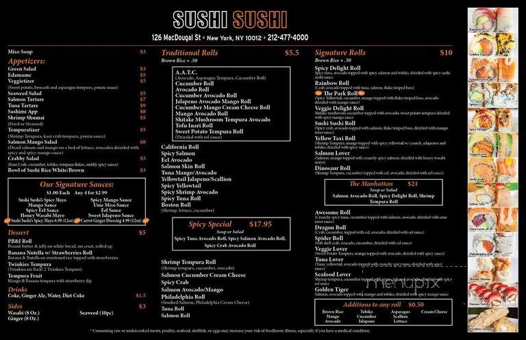 Sushi Sushi - New York, NY menu_pic