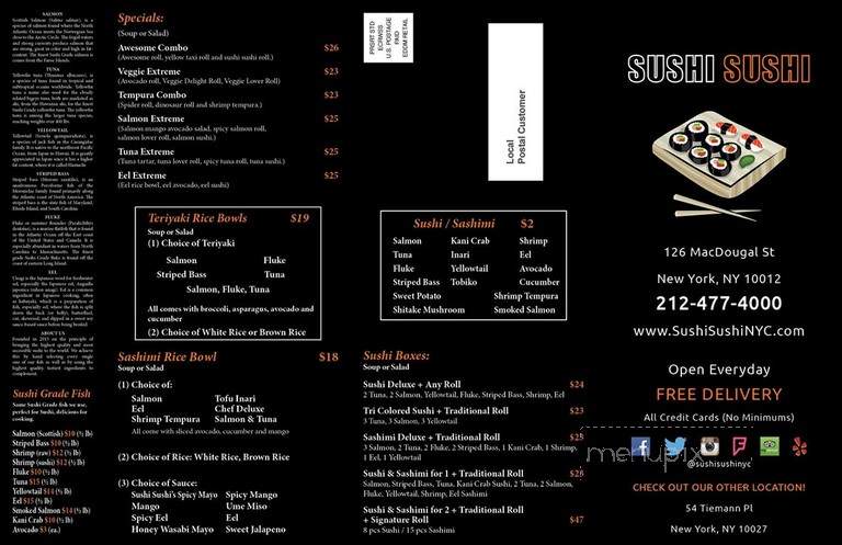 Sushi Sushi - New York, NY menu_pic