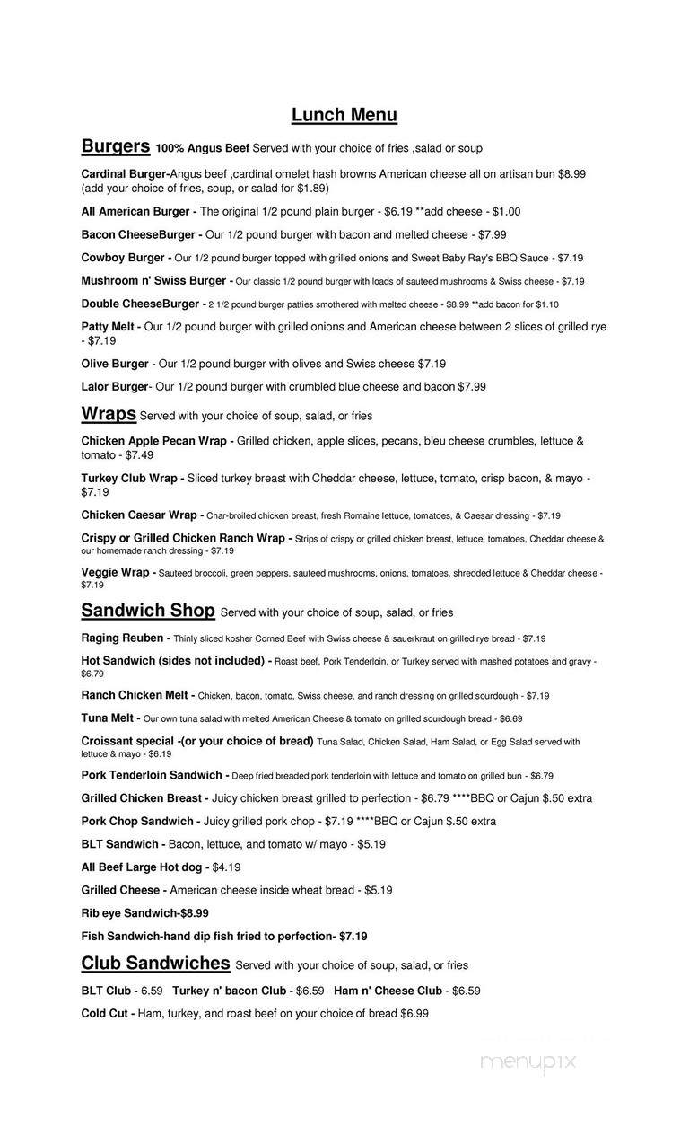 Cardinal Cafe - Stillman Valley, IL menu_pic