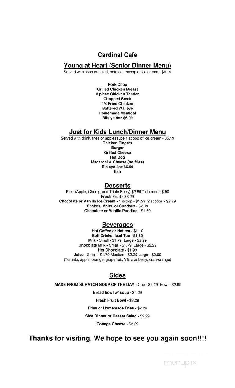 Cardinal Cafe - Stillman Valley, IL menu_pic