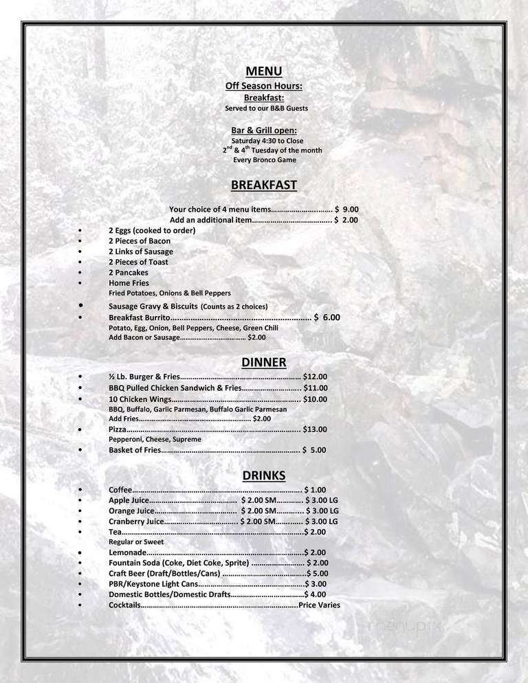 The River Forks - Drake, CO menu_pic