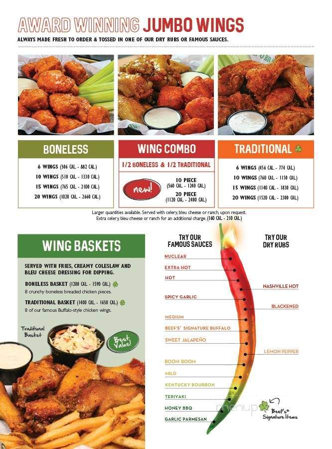 Beef 'O' Brady's - Tampa, FL menu_pic