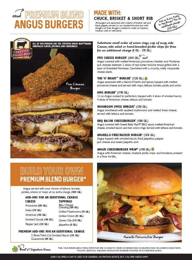 Beef 'O' Brady's - Tampa, FL menu_pic