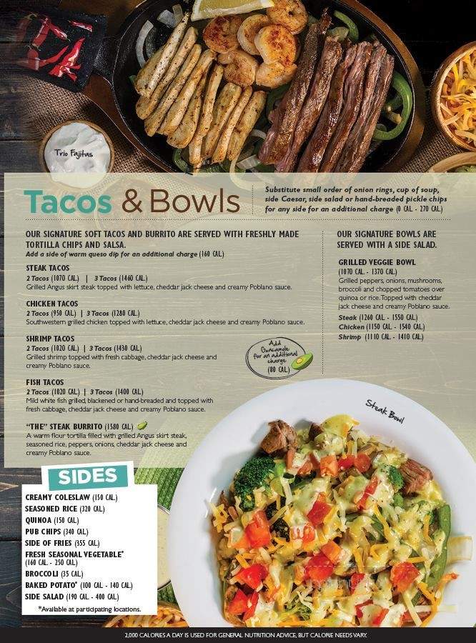 Beef 'O' Brady's - Tampa, FL menu_pic