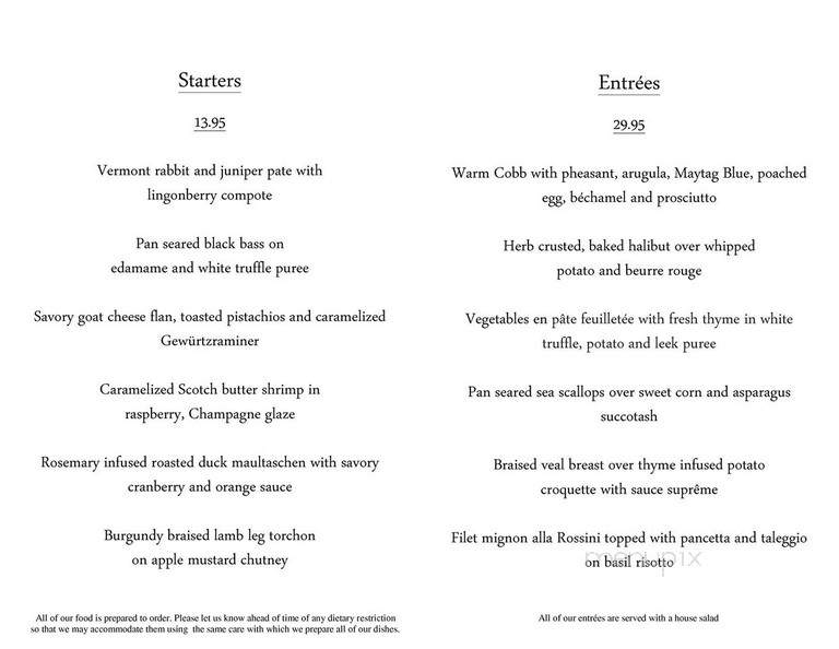 Pangaea Lounge - North Bennington, VT menu_pic